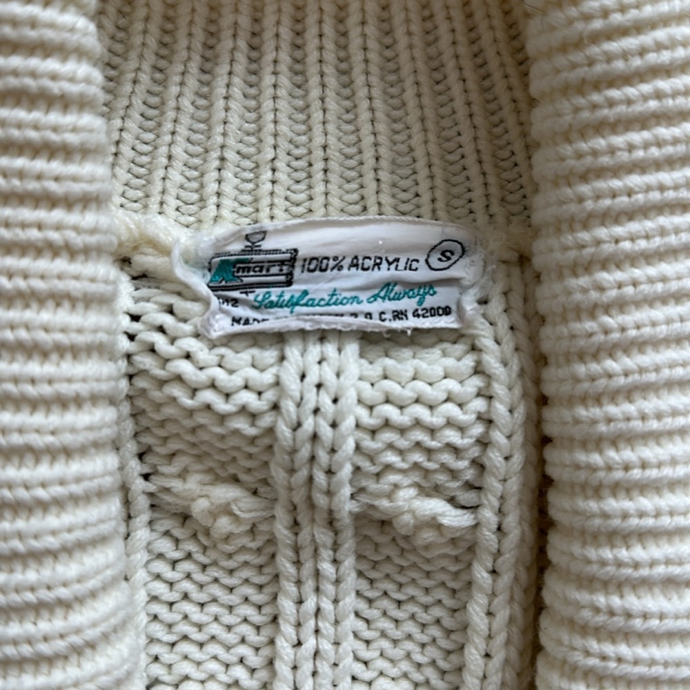 Vtg Kmart fisherman cable knit cardigan sweater - Picture 2 of 4